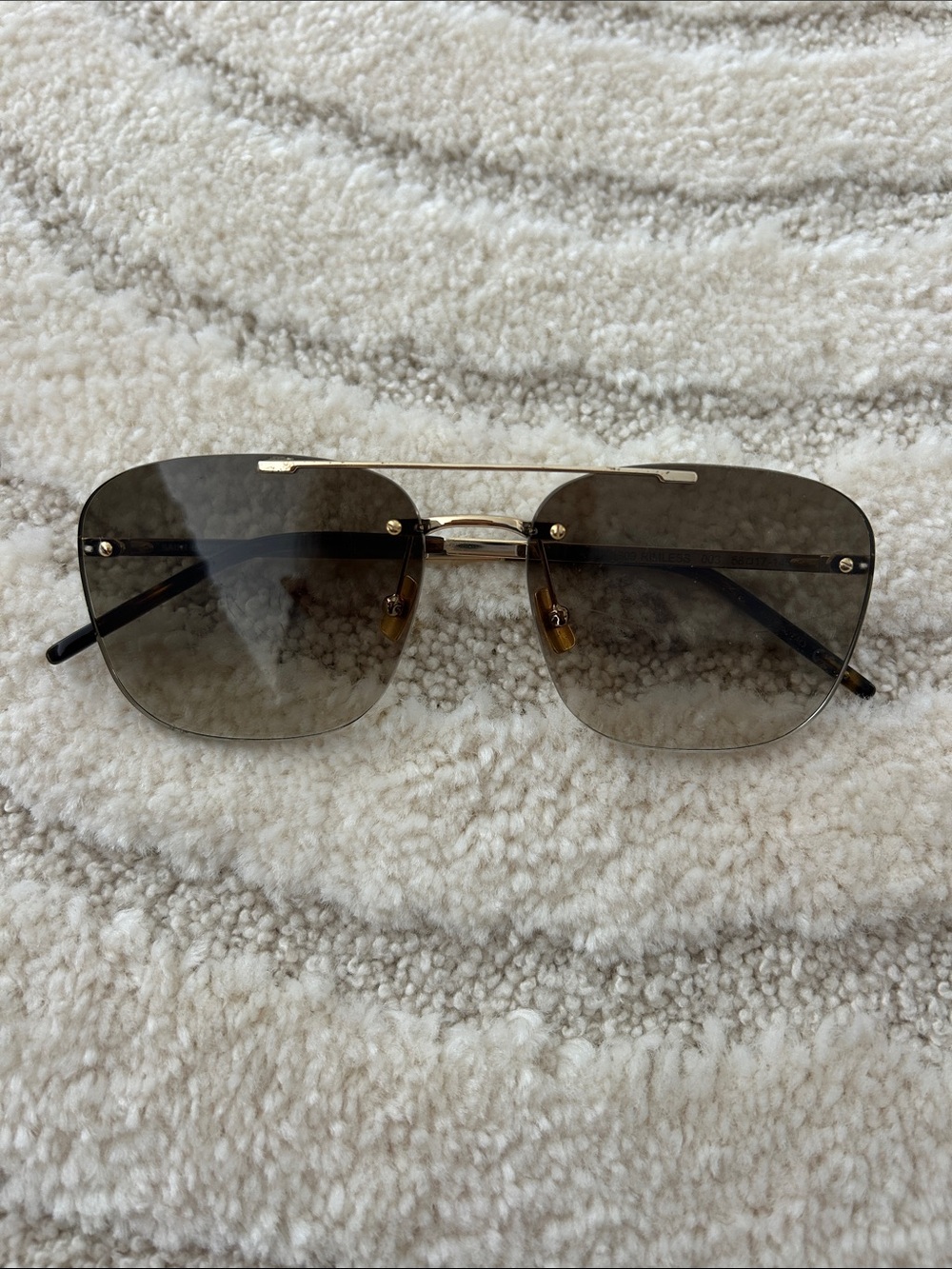 Saint Laurent Gold Frame Sunglasses with Gray Lenses